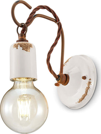 Applique-Vintage-Ceramica-Bianca-Con-Filamento-1-Luce-E27