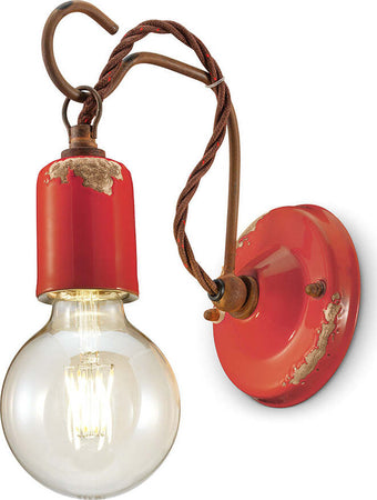 Applique-Vintage-Ceramica-Rossa-Con-Filamento-1-Luce-E27