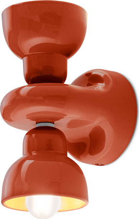 Applique-Vintage-Decò-Berimbau-Ceramica-Arancio-Pokè-2-Luci-E14