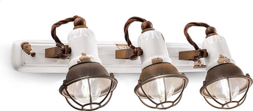 Applique-Vintage-Loft-Ferro-E-Ceramicacon-Rete-Bianco-3-Luci-E14