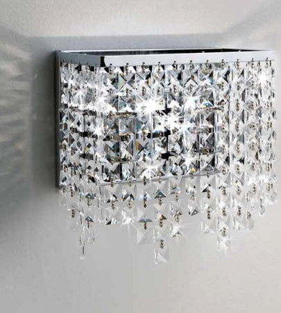 Appliques-Illuminando-MESSICO-AP-2-E27-LED-lampada-parete-cristallo-quadrati-moderno-classico-interno