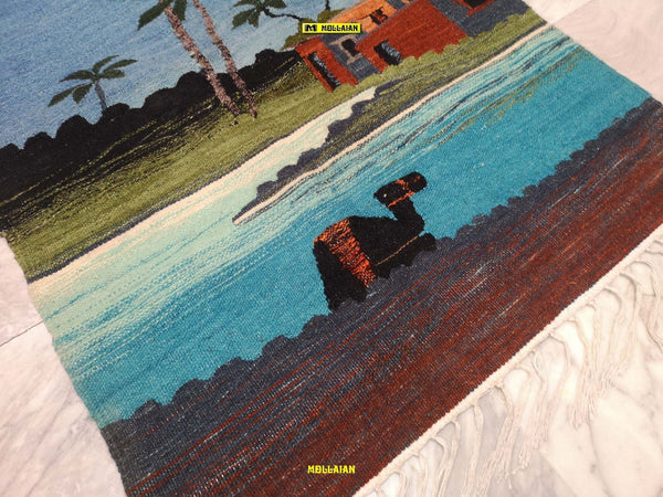 Arazzo Kilim Nilo Harrania Egitto 98x65cm Paesaggi Del Nilo 100% Artigianale Casa e cucina/Decorazioni per interni/Arazzi e tappezzeria Mollaian Tappeti - Lecce, Commerciovirtuoso.it