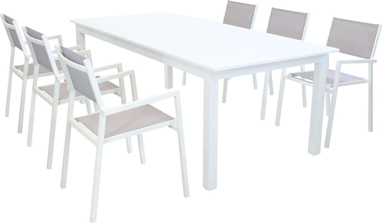 ARGENTUM---set-tavolo-da-giardino-allungabile-220/280x100-compreso-di-6-poltrone-in-alluminio-Bianco-Milani-Home