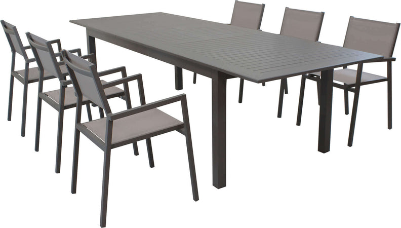 ARGENTUM---set-tavolo-da-giardino-allungabile-220/280x100-compreso-di-6-poltrone-in-alluminio-Taupe-Milani-Home