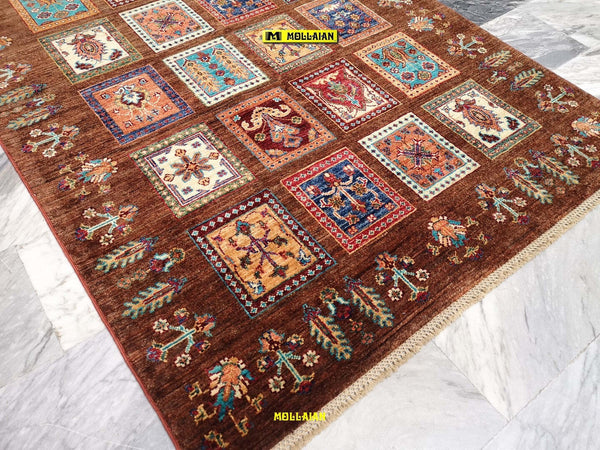 Ariana-Bakhtiari-Tappeto-Originale-Moderno-Extra-Fine-190x126-Marrone-Multicolore