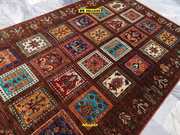 Ariana-Bakhtiari-Tappeto-Originale-Moderno-Extra-Fine-190x126-Marrone-Multicolore