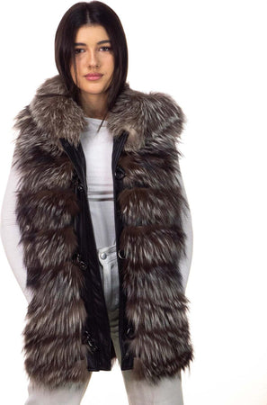 Arianna---Smanicato-Donna-Marrone-in-vera-pelliccia-con-cappuccio