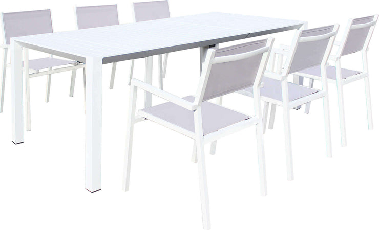 ARIZONA---set-tavolo-in-alluminio-cm-85-x-51,50/104/156/208/260-x-74-h-con-6-sedute-Bianco-Milani-Home