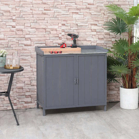 Armadietto-da-Esterno-in-Legno-con-Piano-in-Metallo-e-2-Ripiani-Porta-Attrezzi,-98x48x95.5-cm,-Grigio-ZC184B-636GYZC1