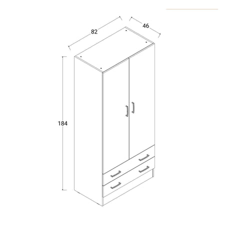 Armadio Cemento in legno con cassettiera, armadietto portabiti e scarpiera Made in Italy