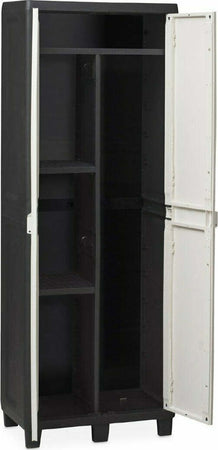 Armadio-a-2-ante,-con-vano-porta-attrezzi-e-3-ripiani-ventilati-posizionabili-a