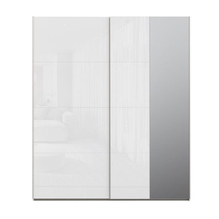 Armadio Afra 2 ante scorrevoli con specchio colore bianco lucido