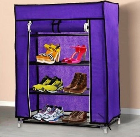 Armadio-Scarpiera-Tessuto-Porta-Scarpe-Stivali-Acciaio-Smontabile-4-Ripiani