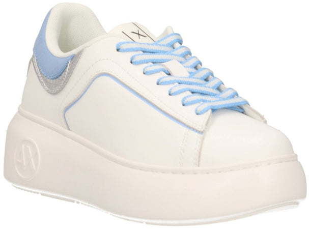 Armani Exchange Sneakers Donna in pelle XDX108 XV788 T781 Bianca e Azzurra