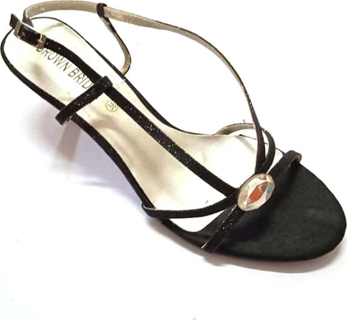 Sandali Donna Neri Tacco Sandalo Gioiello con Pietra Brown Bridge Nero Suola Oro Chiaro zoccoletta donna L'Orchidea - Siderno, Commerciovirtuoso.it
