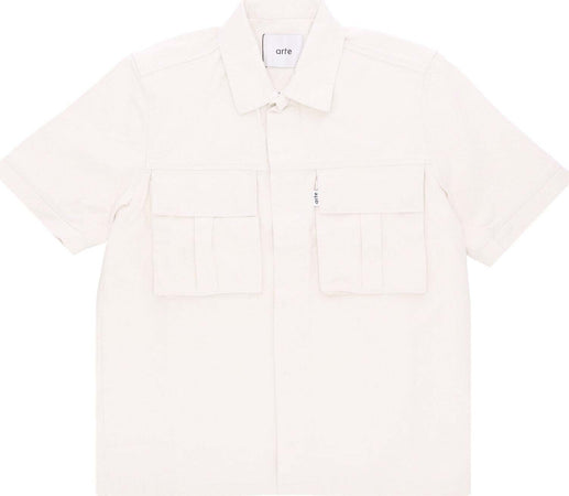 ARTE-Camicia-Manica-Corta-Uomo-Peter-Detail-Pocket-Twill-Shirt-Cream-da-uomo