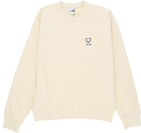 ARTE-Felpa-Leggera-Girocollo-Uomo-Carlos-Small-Heart-Crewneck-Cream-da-uomo