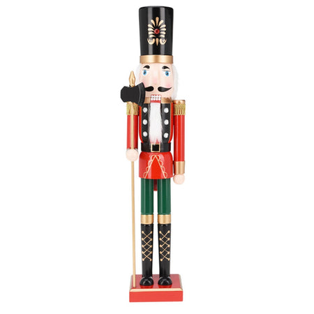 Statuetta decorativa "Soldatino schiaccianoci" in legno decorazione natalizia h 55 cm