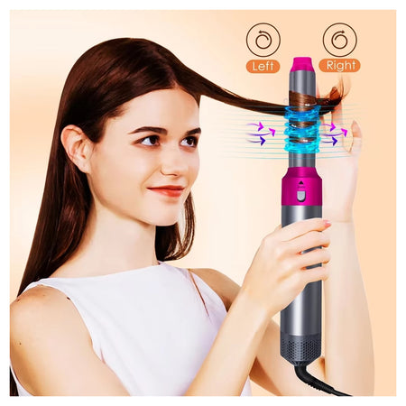 Asciugacapelli 5 In 1 Set Spazzole Capelli Pettine Ad Aria Calda Arricciacapelli