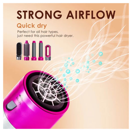 Asciugacapelli 5 In 1 Set Spazzole Capelli Pettine Ad Aria Calda Arricciacapelli