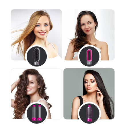 Asciugacapelli 5 In 1 Set Spazzole Capelli Pettine Ad Aria Calda Arricciacapelli