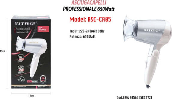 Asciugacapelli-Viaggio-650w-Richiudibile-Beccuccio-Di-Precisione-Phon-Asc-ca05
