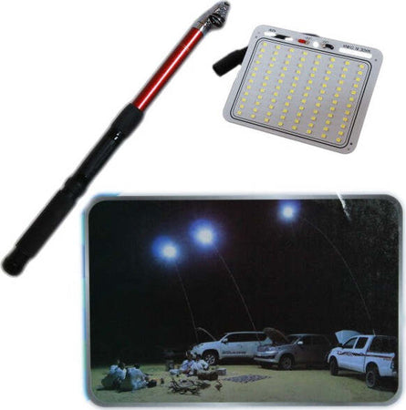 Asta-Allungabile-3,6-Mt-Pannello-Led-Smd-96-Led-Luce-Bianca-48w-Pesca-Campeggio