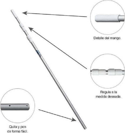 Asta-Manico-Telescopico-Da-360-Cm-In-Allumino-Per-Retino-Pulizia-Piscina-42399