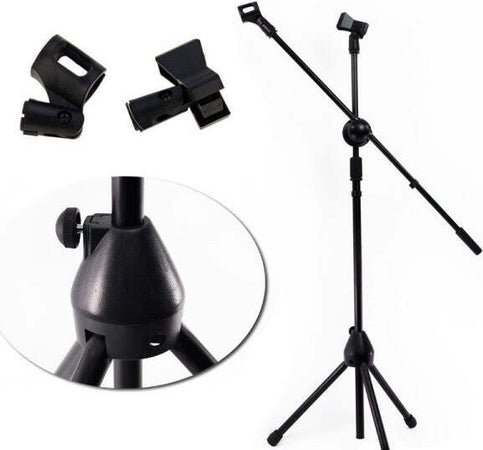 Asta-Supporto-Per-Microfono-Professionale-Con-Pinza-Innesto-Treppiedi-Regolabile