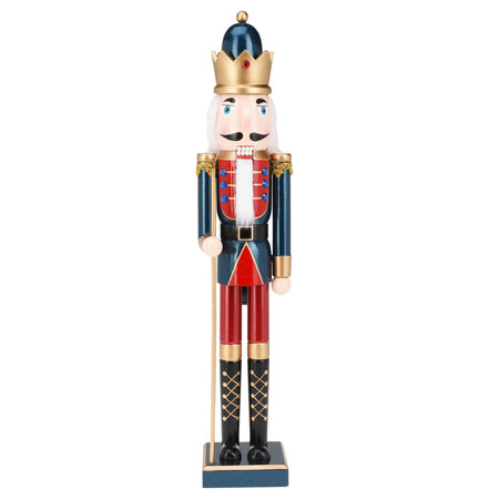 Statuetta decorativa "Soldatino schiaccianoci" in legno decorazione natalizia h 55 cm