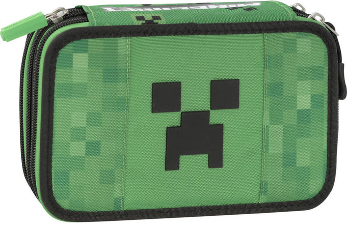 Astuccio 3 Zip Con Corredo Pixel Minecraft - Completo Di Accessori Per La Scuola
