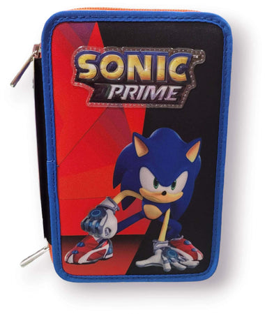 Astuccio 3 Zip Sonic Prime per La Scuola per Bambini Seven