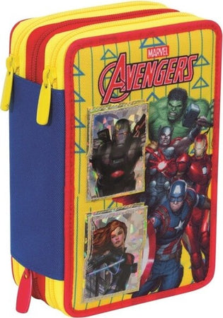 Astuccio-Completo-3-Zip-Avengers-Supereroi-Accessoriato-Bambini-Scuola-Elemntare
