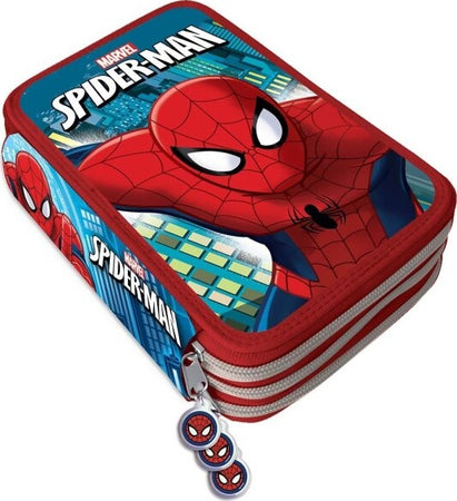 Astuccio-Portapastelli-Scuola-3-Zip-Spiderman-Con-Accessori-Pastelli-Pennarelli