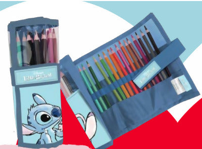 Astuccio Rotolo 24 Matite Colori Stitch Collezione Scuola 2023/2024 Disney