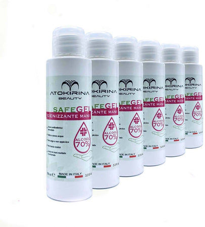 Atokirina Safegel Igienizzante Mani a Base Alcolica Senza Risciacquo 70% Alcool Antibatterico Igienizza Protegge Le Mani Da Agenti Contaminanti