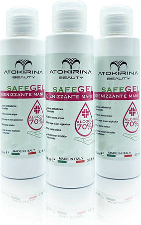 Atokirina Safegel Igienizzante Mani a Base Alcolica Senza Risciacquo 70% Alcool Antibatterico Igienizza Protegge Le Mani Da Agenti Contaminanti