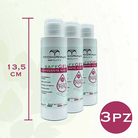 Atokirina Safegel Igienizzante Mani a Base Alcolica Senza Risciacquo 70% Alcool Antibatterico Igienizza Protegge Le Mani Da Agenti Contaminanti