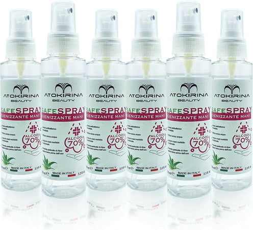 Atokirina Safespray Igienizzante Mani E Superfici 70% Alcool Con Aloe Vera Agisce Rapidamente Senza Risciacquo Antibatterico Protegge Da Virus E Batteri