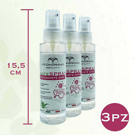 Atokirina Safespray Igienizzante Mani E Superfici 70% Alcool Con Aloe Vera Agisce Rapidamente Senza Risciacquo Antibatterico Protegge Da Virus E Batteri