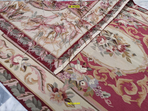 Aubusson-Extra-Fine-153-X-91-Rosa-Corallo-E-Beige---Eleganza-E-Raffinatezza