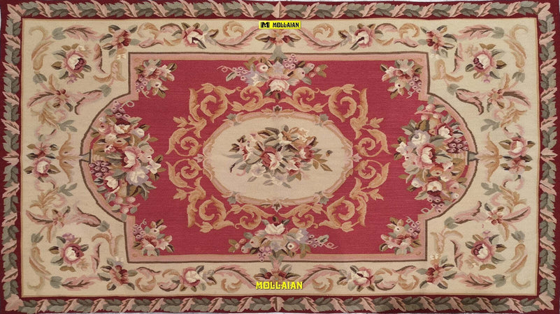 Aubusson-Extra-Fine-153-X-91-Rosa-Corallo-E-Beige---Eleganza-E-Raffinatezza