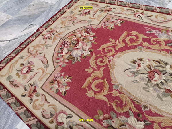 Aubusson-Extra-Fine-153-X-91-Rosa-Corallo-E-Beige---Eleganza-E-Raffinatezza