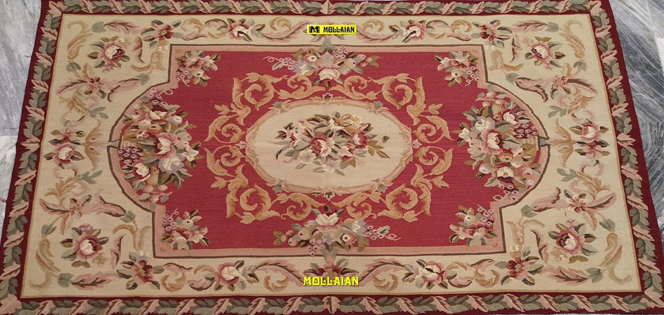 Aubusson-Extra-Fine-153-X-91-Rosa-Corallo-E-Beige---Eleganza-E-Raffinatezza