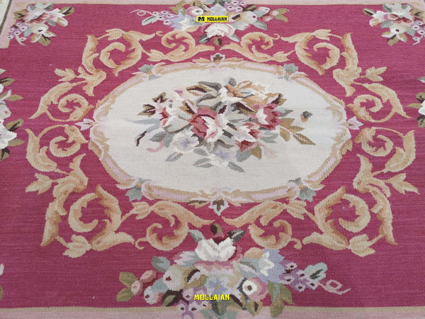 Aubusson-Extra-Fine-153-X-91-Rosa-Corallo-E-Beige---Eleganza-E-Raffinatezza