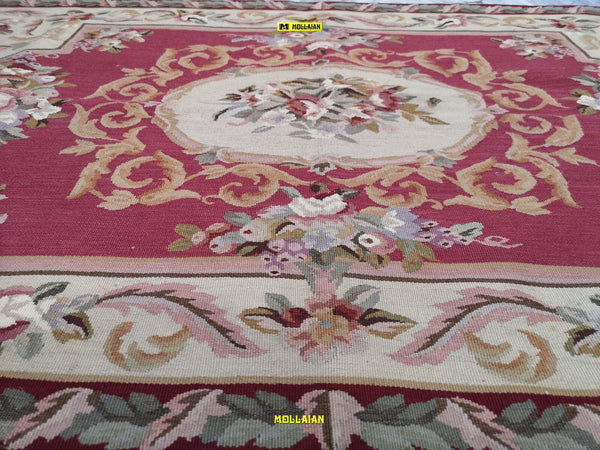 Aubusson-Extra-Fine-153-X-91-Rosa-Corallo-E-Beige---Eleganza-E-Raffinatezza