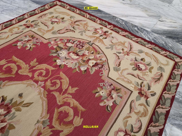 Aubusson-Extra-Fine-153-X-91-Rosa-Corallo-E-Beige---Eleganza-E-Raffinatezza