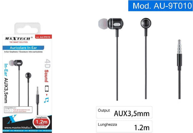 Auricolari Cuffie Cavo Da 1,2 Metri Connettore Aux 3,5mm Per Smartphone Au-9t010 Elettronica e telefonia > Telefonia Fissa e Mobile > Accessori Smartphone > Cuffie e Auricolari Trade Shop italia - Napoli, Commerciovirtuoso.it