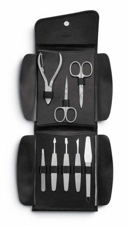 Ausonia - 18962 Set Astuccio Manicure Pedicure Professionale Tagliaunghie Taglia Unghie Da 8 Pezzi Inox Made In Italy