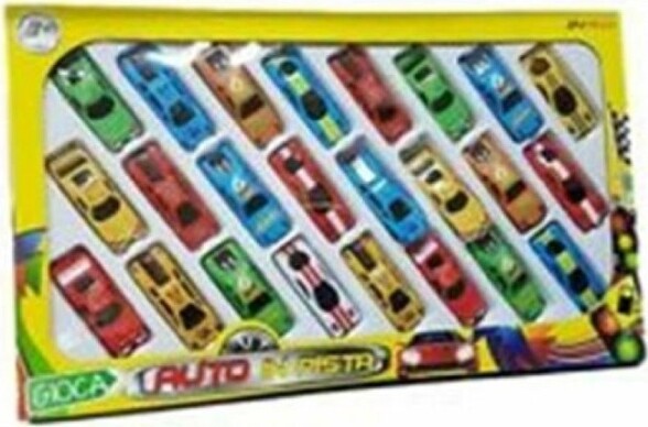 Auto-In-Pista-Set-24-Auto-Macchinine-Colorate-Gioco-Giocattolo-Bambini